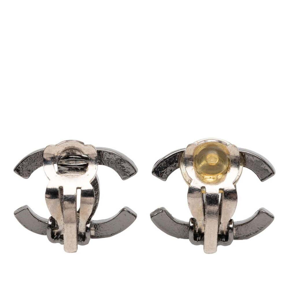 CHANEL Authentic Silver Logo Earrings - Picture 2 of 3